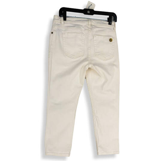 Womens White Denim Regular Fit Dark Wash Pockets Straight Leg Jeans Size 4 image number 4