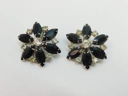 Vintage Icy Rhinestone & Black Glass Beaded Necklaces Weiss & Fashion Rhinestone Clip On Earrings 128.2g alternative image