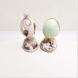 Lena Liu - Porcelain Egg Music Box- Lot of 2  Heirloom Porcelain Musical - 2004   Collection