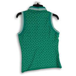 NWT Womens Green Jacquard Sleeveless Activewear Polo Tank Top Size M alternative image
