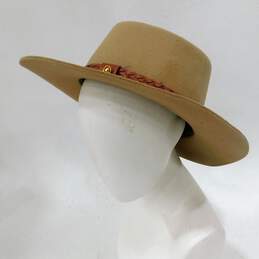 Australian Outback Collection JACKEROO Fur Felt Leather Beige Hat Size 7-1/2