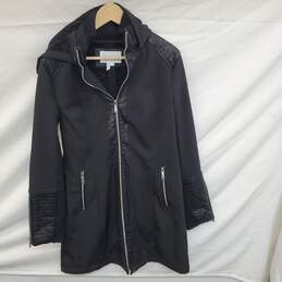 BCBGeneration Hooded Zip Up Black Coat Jacket Polyester Blend Sz M