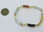 14K Gold Multi Color Nephrite & Onyx Curved Panel Chinese Characters Linked Bracelet 13.7g image number 4