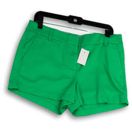 NWT Womens Green Stretch Ultra Low Rise Pockets Chino Shorts Size 10