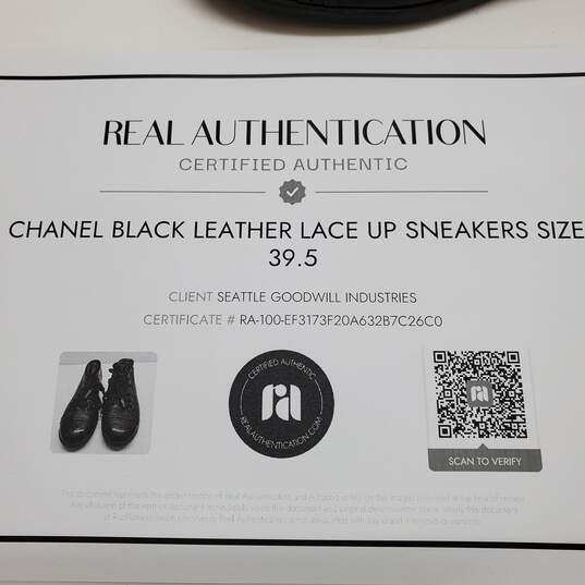 AUTHENTICATED WMNS CHANEL LEATHER LACE UP SNEAKERS SZ 39.5 image number 2
