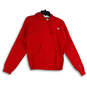 Womens Red Long Sleeve Drawstring Kangaroo Pocket Pullover Hoodie Size S image number 1