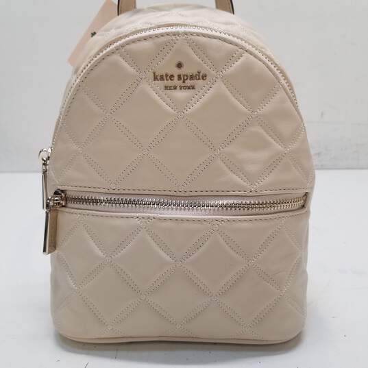 Kate Spade Quilted Leather Natalia Mini Backpack Cream image number 1