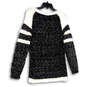 NWT Womens Black White Round Neck Long Sleeve Knitted Pullover Sweater OS image number 2
