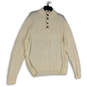 Mens White Mock Neck Long Sleeve Knitted Pullover Sweater Size X-Large image number 1