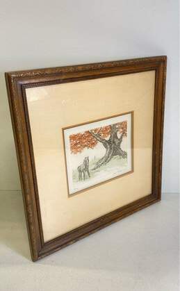 Horse Under an Autumn Tree Print by Carl Roman Signed. 1985 Matted & Framed alternative image