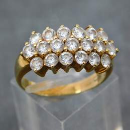 10K Yellow Gold Cubic Zirconia Cluster Ring 4.5g