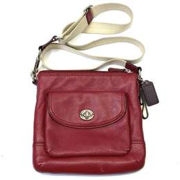 Coach Leather Campbell Pocket Crossbody Red