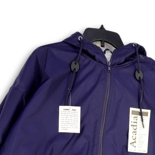 NWT Mens Blue Long Sleeve Pockets Hooded Full-Zip Windbreaker Jacket Sz XL image number 3