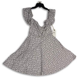 NWT Womens White Black Printed Off The Shoulder Fit & Flare Dress Size L