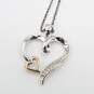 RH Macy & Co. Sterling Silver 10K Gold Diamond W/Box Open Heart 17 3/8 Pendant Necklace 2.5g image number 1