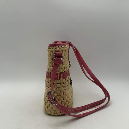 Brighton Womens Pink Brown Zipper Pocket Adjustable Strap Crossbody Bag Purse image number 8