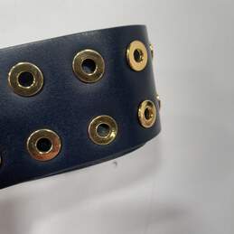 Michael Kors Women's Blue and Gold Tone Faux Leather Belt Size 2
