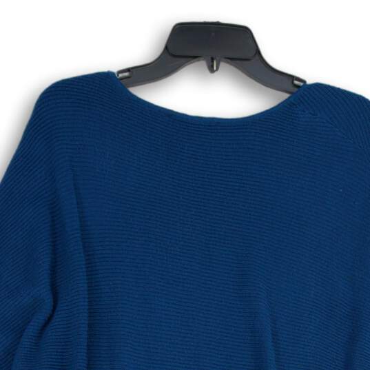 Ellen Tracy Womens Blue Round Neck 3/4 Dolman Sleeve Pullover Sweater Size M image number 4