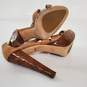 Authenticated Miu Miu Tan Leather Criss Cross Ankle Strap Sandals Size 38 image number 3