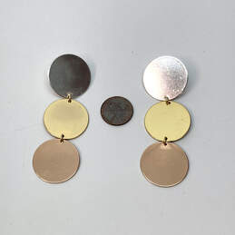 Designer J. Crew Silver And Copper Tone Circle Pierced Dangle Earrings