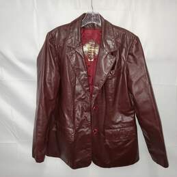 Montgomery Ward The Tannery Burgundy Button Up Leather Jacket Size 16T