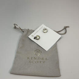 Designer Kendra Scott Silver-Tone Crystals Huggie Earrings w/ Dust Bag