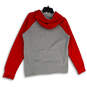 Mens Gray Red Heather Long Sleeve Kangaroo Pockets Pullover Hoodie Size S image number 2
