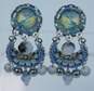 Ayala Bar Silvertone Metal Blue & Clear Glass & Agate Magic Potion Melania Drop Post Earrings 6g image number 2