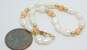 14K Gold Clasp & Ball Angel Skin Coral & Pearls Beaded Bracelet 3.7g image number 6