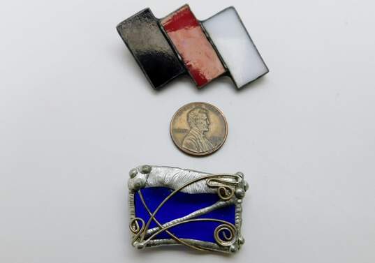 Artisan Mixed Metals & Glass Contemporary Brooches image number 5