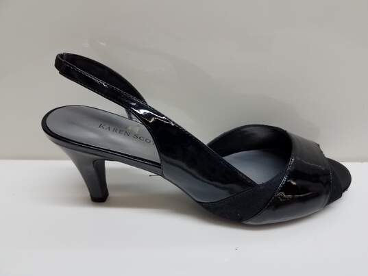 Black Patent Karen Scott Sling Back Peep Toe Heels Women's Size 9M image number 6