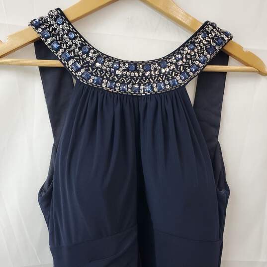 XSCAPE Navy Sequin Sleeveless Maxi Dress Women's 12 image number 4
