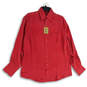 NWT Mens Red Spread Collar Long Sleeve Button-Up Shirt Size Small image number 1