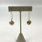 Designer Swarovski Gold-Tone Crystal Cushion Cut Stone Oval Dangle Earrings image number 3