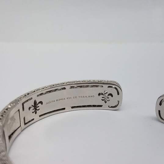 Judith Ripka Sterling Silver Cubic Zirconia Hinge Cuff Bracelet w/Bag 37.9g image number 6
