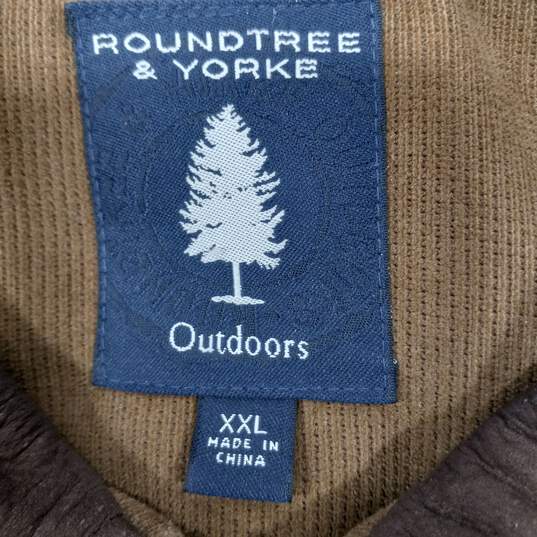Roundtree & Yorke Men's Brown Ribbed Full Zip Outdoors Jacket Size XXL image number 3