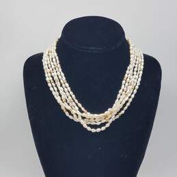14k Gold FW Pearl 6 Strand Necklace 47.3g