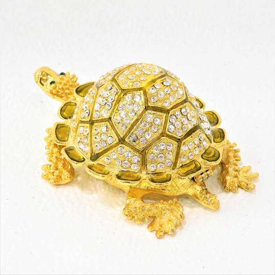 Unbranded Gold Turtle with Rhinestone Shell Trinket Box image number 3