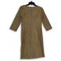 Tribal Womens Brown Round Neck 3/4 Sleeve Back Zip Sheath Dress Size 4 image number 2