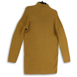 NWT Womens Tan Knitted Mock Neck Long Sleeve Short Sweater Dress Size XS alternative image
