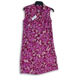 NWT Loft Womens Pink Abstract Cowl Neck Sleeveless Short Shift Dress Size 2