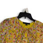 Womens Yellow Pink Floral Pleated Tie Neck Long Sleeve Blouse Top Size S/P image number 3