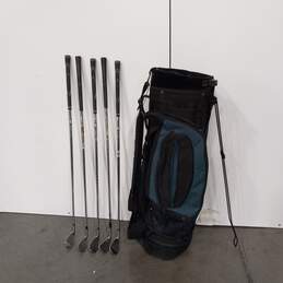 Bundle of Five Assorted Golf Clubs with Golf Bag