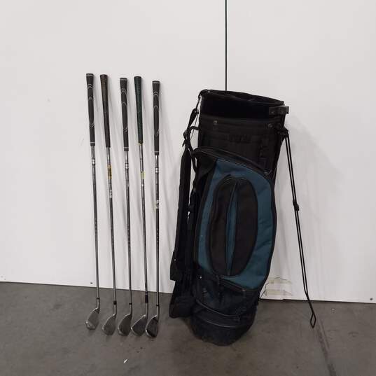 Bundle of Five Assorted Golf Clubs with Golf Bag image number 1