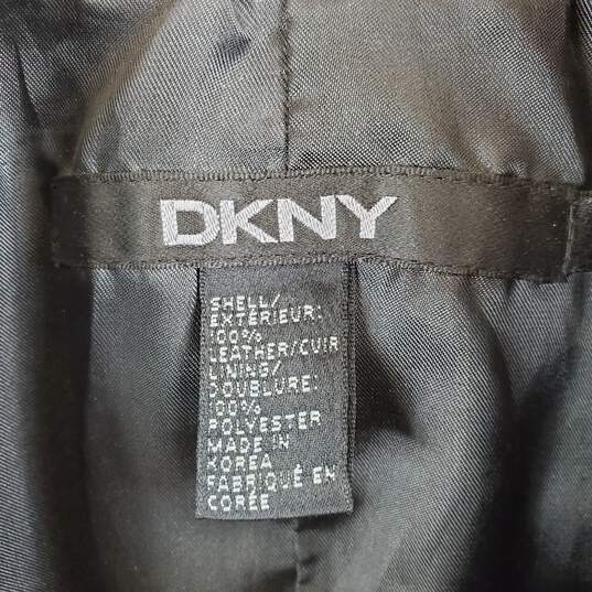 DKNY Men Black Leather Coat S image number 4