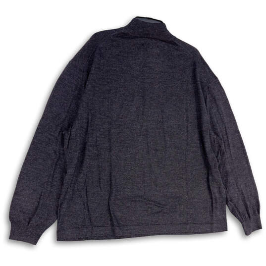 NWT Mens Gray Knitted Long Sleeve 1/4 Zip Mock Neck Pullover Sweater Sz 3X image number 3