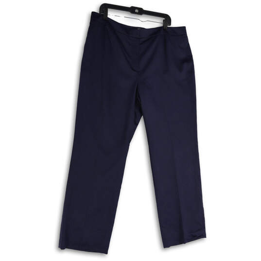 Womens Space Blue Flat Front Slash Pocket Straight Leg Dress Pants Size 16 image number 1