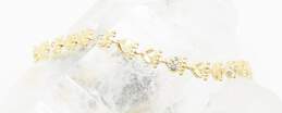 10K Yellow Gold Diamond Accent Heart Tennis Bracelet 4.5g