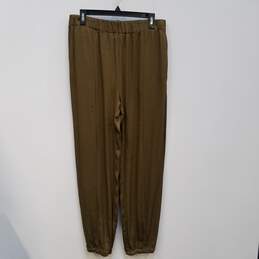 Womens Brown Silk Stretch Elastic Waist Pull-On Harem Casual Pants Size One