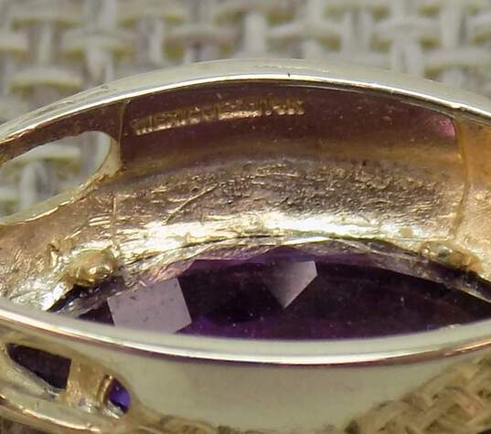 14K Yellow & White Gold Marquise Amethyst Pendant 2.3g image number 3